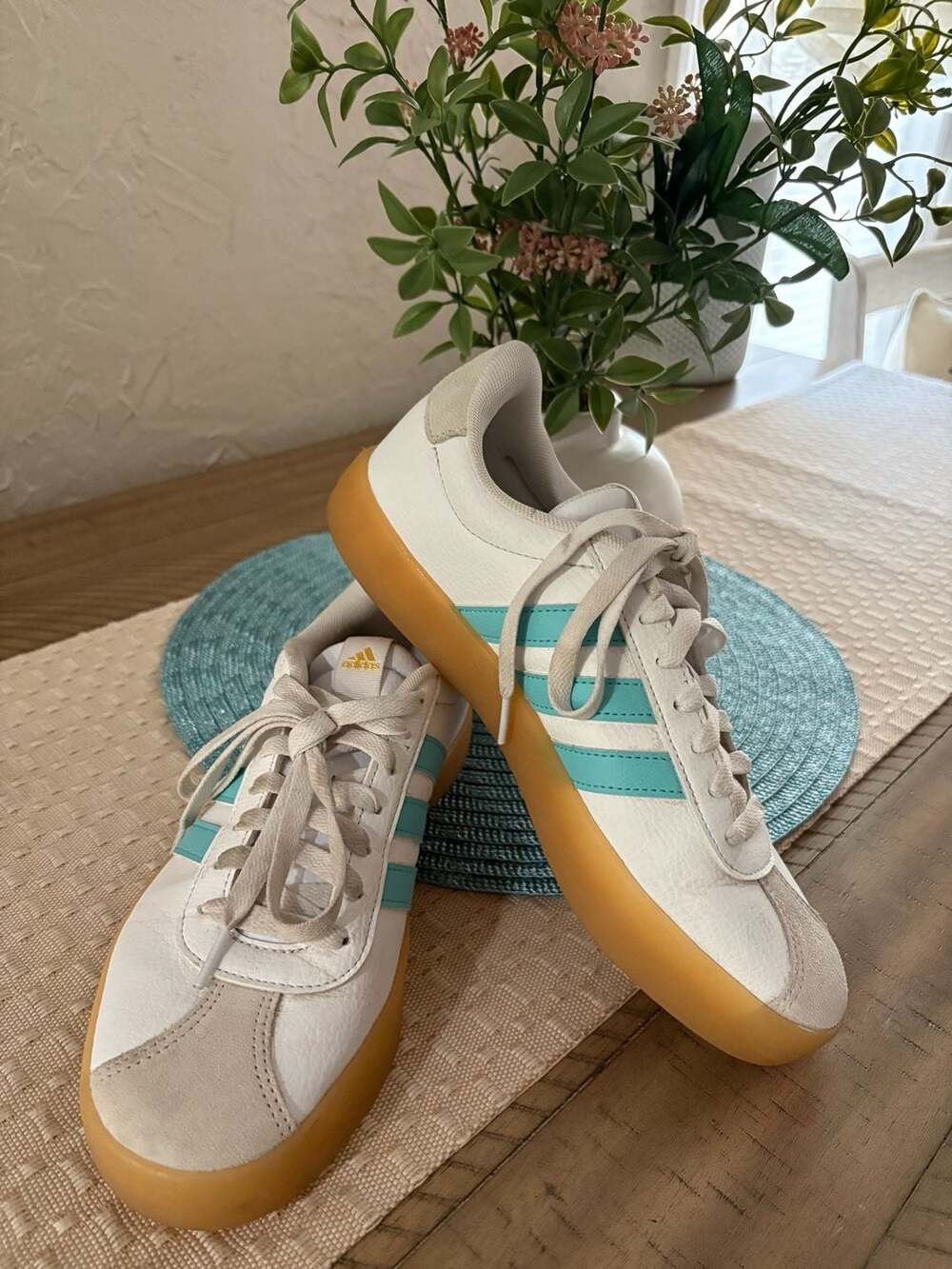 Adidas Women's VL Court 3.0 White / Aqua / Gum Sneaker